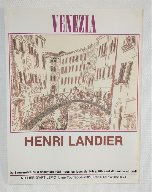 Original Poster Venezia Exhibition Henri Landier Paris 1988