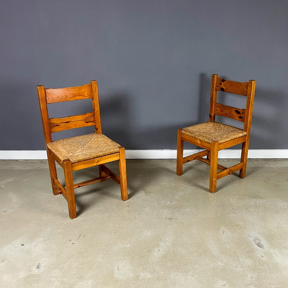 Image 1 of 4x Pine And Rush Dinningchairs