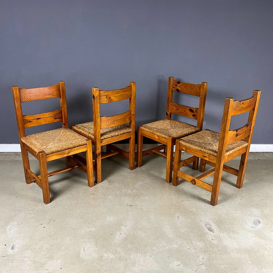 Image 1 of 4x Pine And Rush Dinningchairs