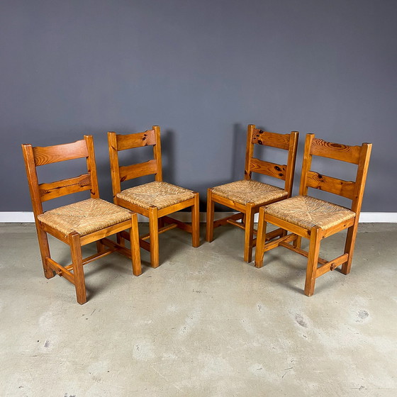 Image 1 of 4x Pine And Rush Dinningchairs