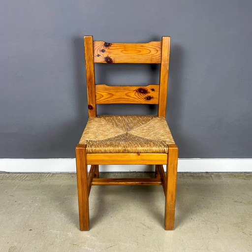 4x Pine And Rush Dinningchairs