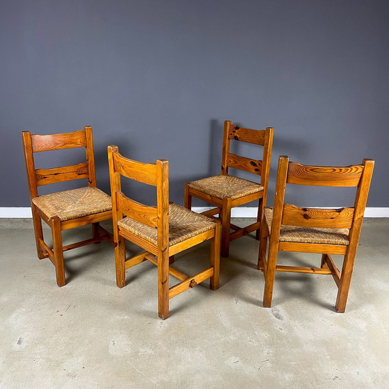 Image 1 of 4x Pine And Rush Dinningchairs