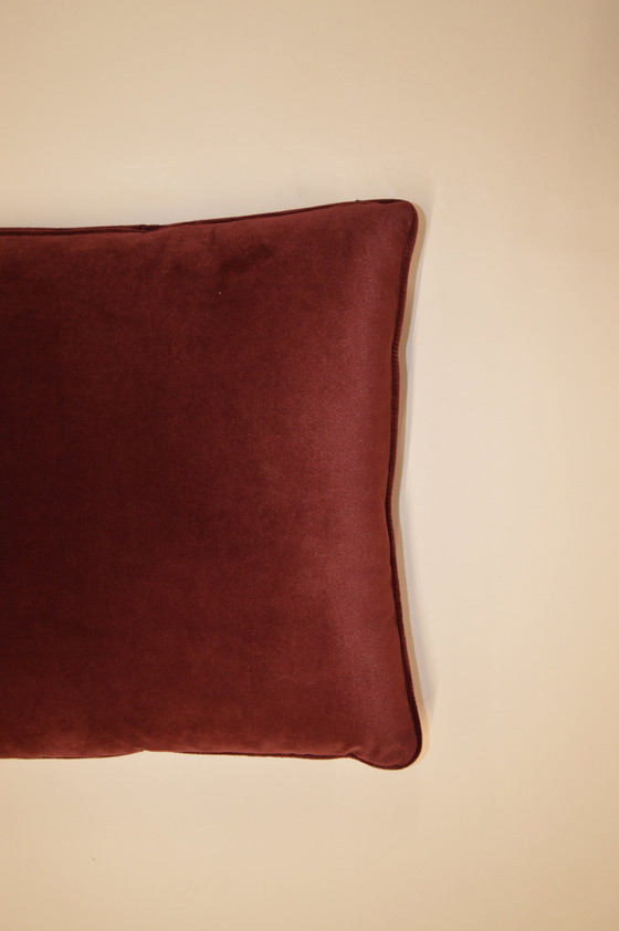 Image 1 of 2X Cushion Bordeau Velvet