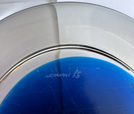 Image 1 of Venini Transparent and Blue Glass Ashtray