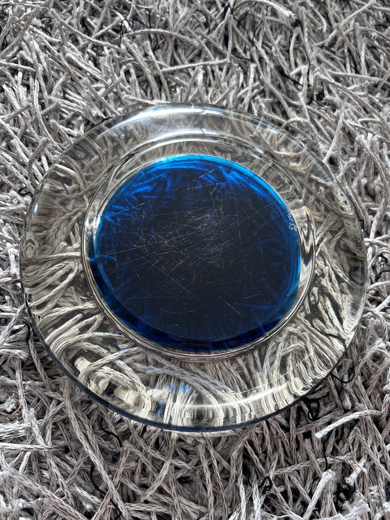 Image 1 of Venini Transparent and Blue Glass Ashtray