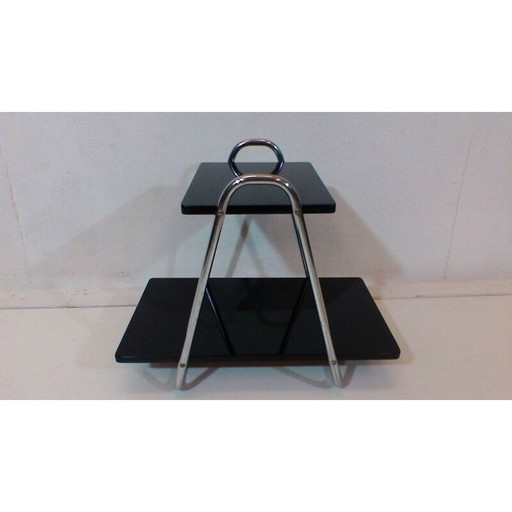 Vintage wood and chrome steel coffee table by Robert Slezák, Czechoslovakia 1940