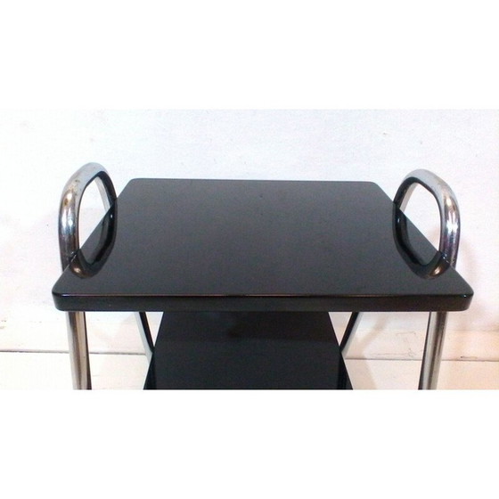 Image 1 of Vintage wood and chrome steel coffee table by Robert Slezák, Czechoslovakia 1940