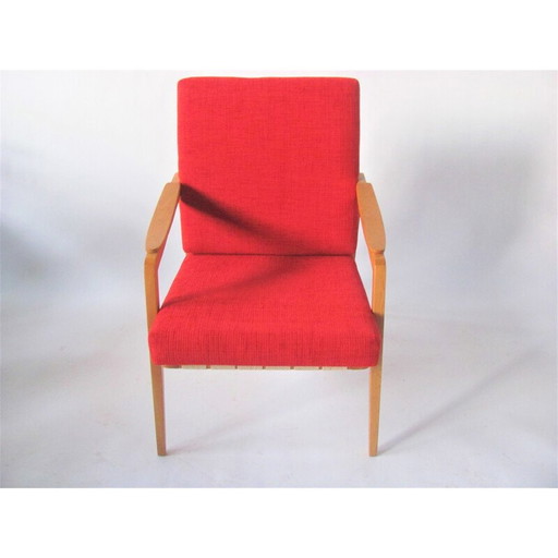 Vintage red armchair, Czechoslovakia 1960s