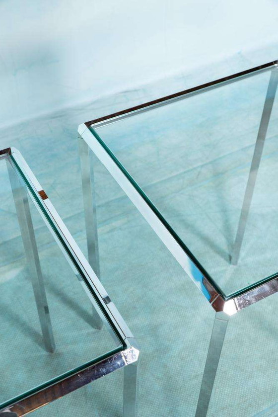 Image 1 of Tables d'appoint vintage Herman Miller verre&chrome, Converta