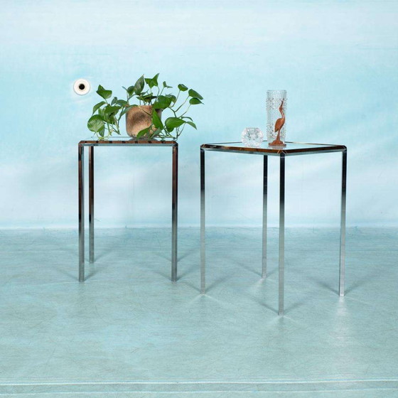 Image 1 of Tables d'appoint vintage Herman Miller verre&chrome, Converta