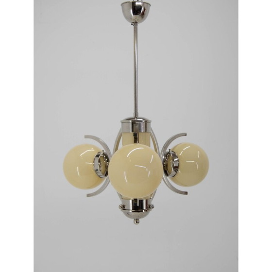 Image 1 of Lampadario in vetro art déco vintage, 1930