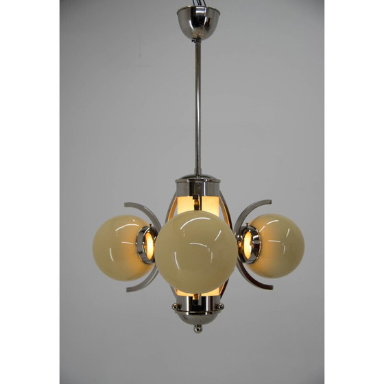 Image 1 of Lampadario in vetro art déco vintage, 1930