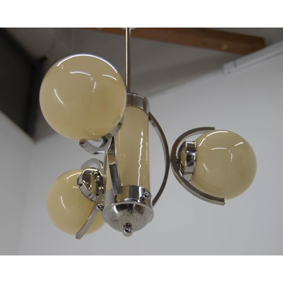 Image 1 of Lampadario in vetro art déco vintage, 1930