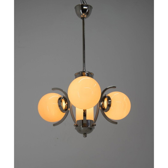 Image 1 of Lampadario in vetro art déco vintage, 1930