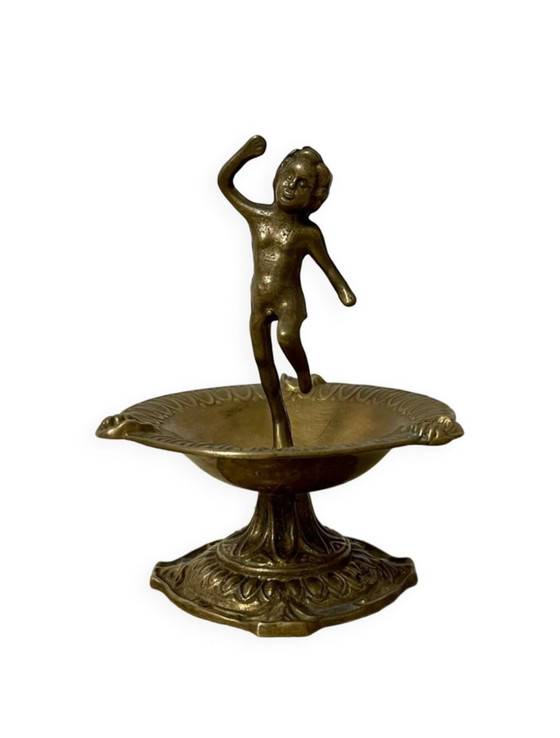 Image 1 of Brass Cherub Ashtray