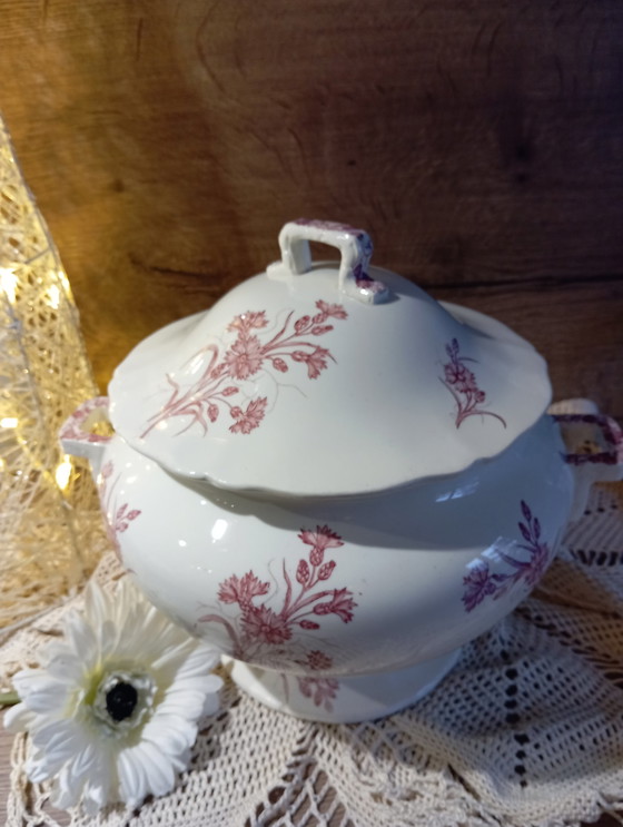 Image 1 of Antique Round Soup Tureen Model Bluets De Longchamp End Xixeme