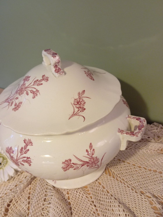 Image 1 of Antique Round Soup Tureen Model Bluets De Longchamp End Xixeme