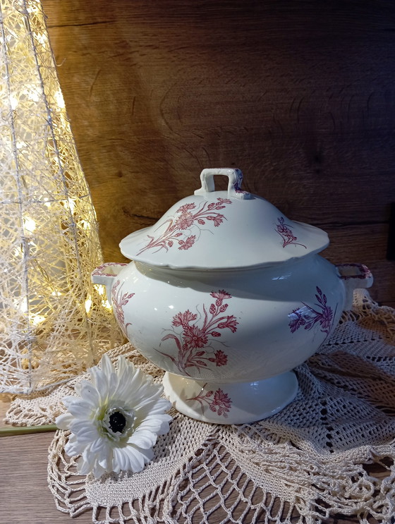 Image 1 of Antique Round Soup Tureen Model Bluets De Longchamp End Xixeme