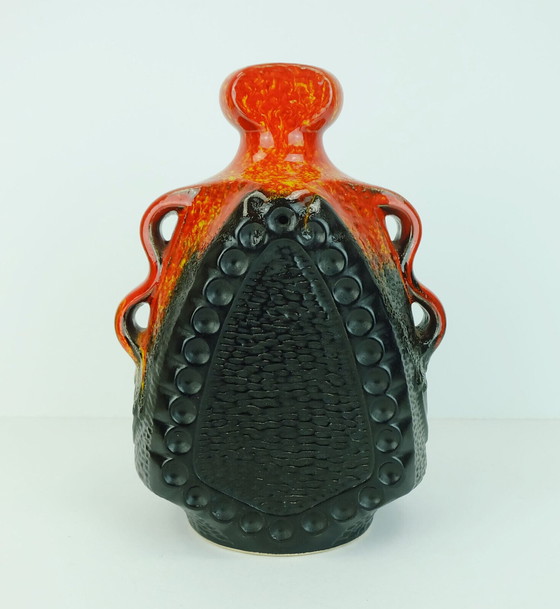 Image 1 of candle holder bay ceramic model no. 319 25 orange and black