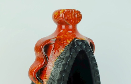 Image 1 of candle holder bay ceramic model no. 319 25 orange and black