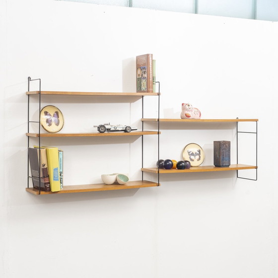 Image 1 of 60s wall shelf, string, teak