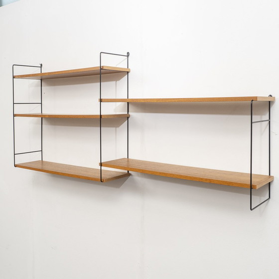 Image 1 of 60s wall shelf, string, teak