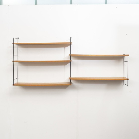 Image 1 of 60s wall shelf, string, teak