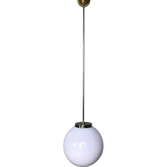 Image 1 of Lampada a sospensione vintage a forma di sfera in vetro bianco