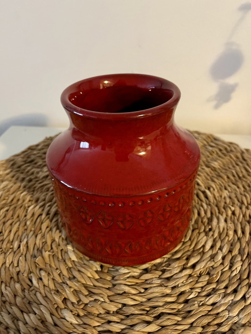 Bitossi Design Aldo Londi Rimini Vase Series Red Rare