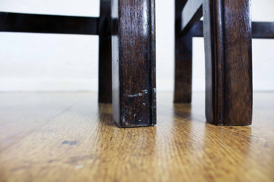 Image 1 of 4× stools in oak and sitting in rope