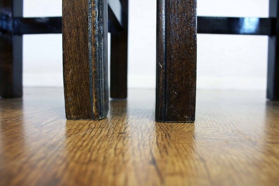 Image 1 of 4× stools in oak and sitting in rope