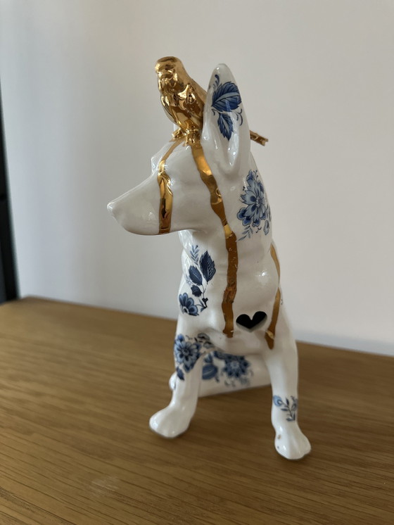 Image 1 of Ceramic Statue Dog With Bird