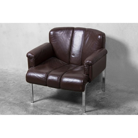 Image 1 of Eurochair in pelle marrone scuro di Girsberger - anni '70