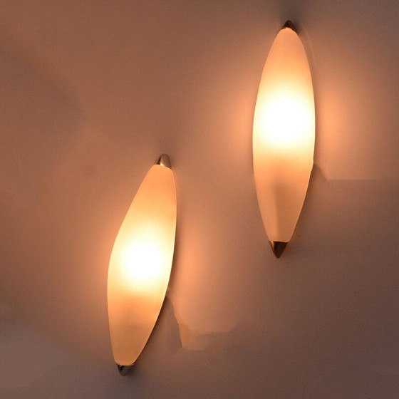 Image 1 of Pair of vintage milk glass wall lamp "Stefany" by Z. Kochanek for Karko, Poland 1980