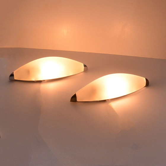 Image 1 of Pair of vintage milk glass wall lamp "Stefany" by Z. Kochanek for Karko, Poland 1980