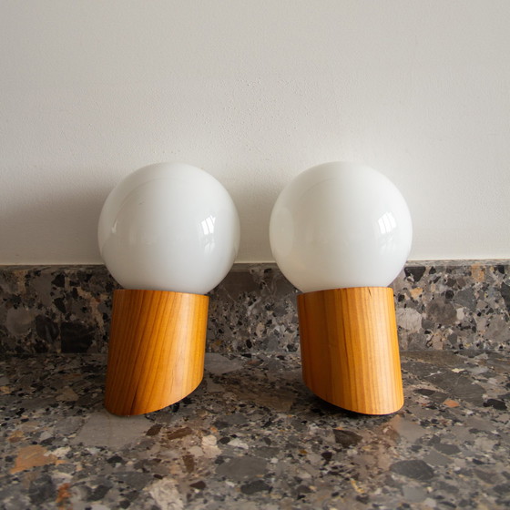 Image 1 of 2x Scandinavian pine sconces