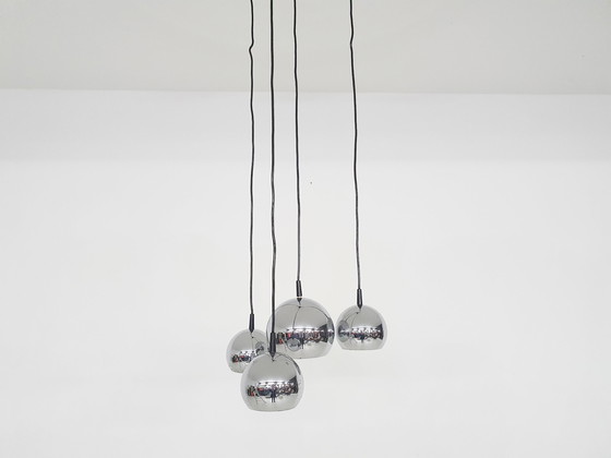 Image 1 of Mid-century silver globes pendant light