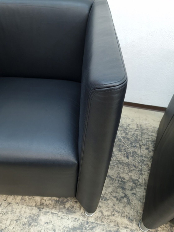 Image 1 of Walter Knoll Fauteuil Club Fauteuil design en cuir véritable Chair noir