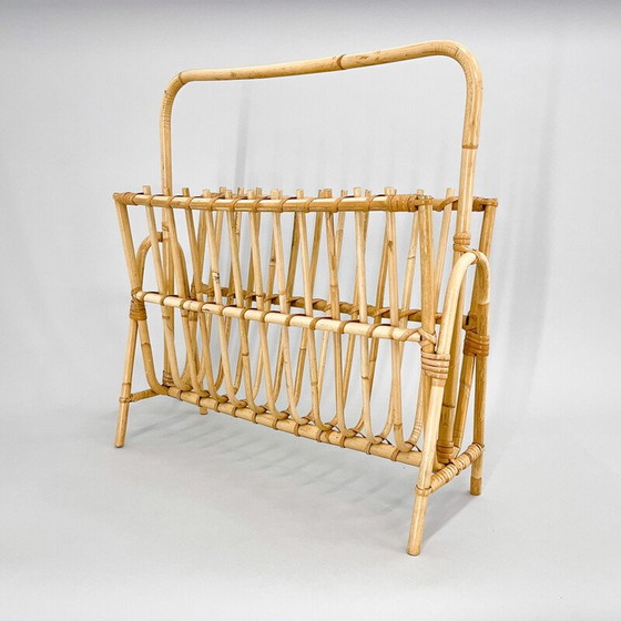 Image 1 of Vintage bamboo magazine rack, Czechoslovakia 1970s