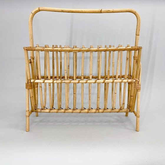 Image 1 of Vintage bamboo magazine rack, Czechoslovakia 1970s