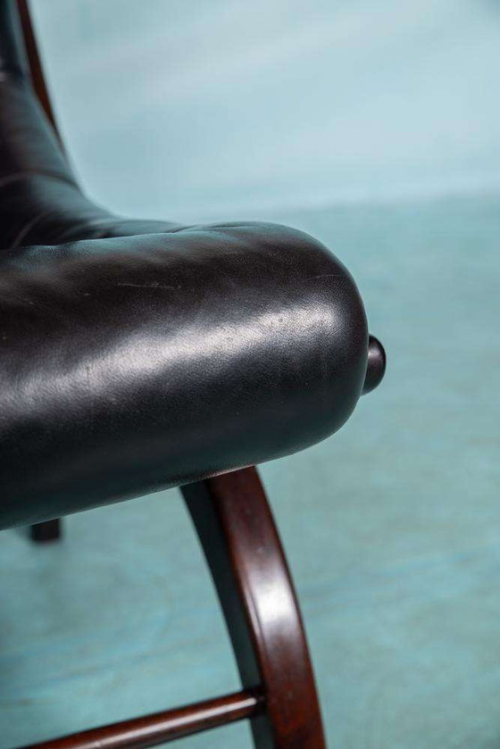 Image 1 of Midcentury leather armchair sixties, emporer style chair