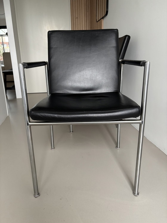 Image 1 of 4X Design Gelderland 6650 Black Leather Dining Chairs