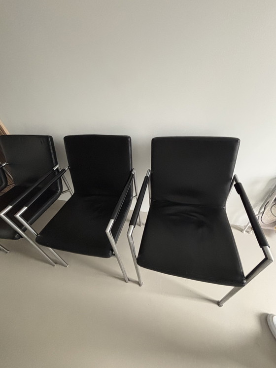 Image 1 of 4X Design Gelderland 6650 Black Leather Dining Chairs