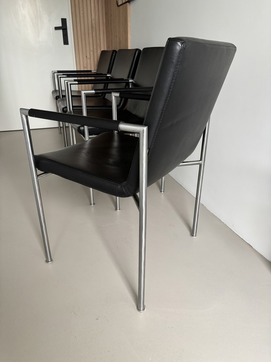 Image 1 of 4X Design Gelderland 6650 Black Leather Dining Chairs