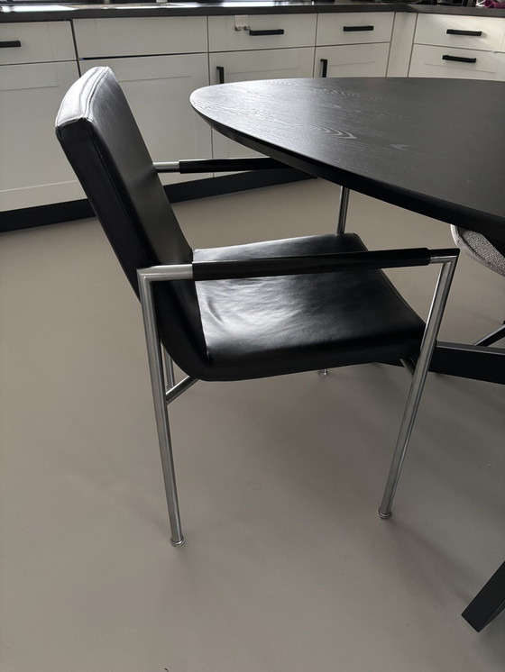 Image 1 of 4X Design Gelderland 6650 Black Leather Dining Chairs