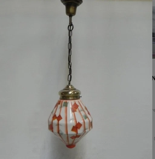 Art Deco hanging lamp with angled glass shade