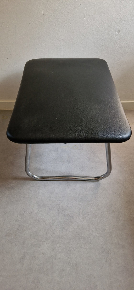 Image 1 of Poggiapiedi vintage cromato e skai