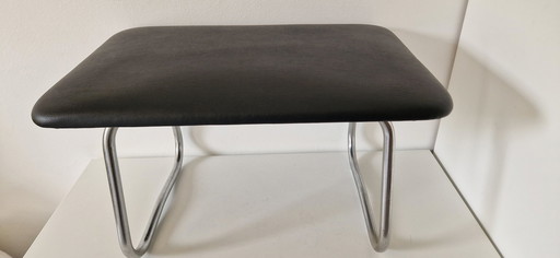 Vintage Footstool Chrome And Skai