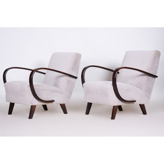 Image 1 of Pair of vintage Art Deco beech armchairs by Jindrich Halabala for UP Zavody, Czechoslovakia 1930