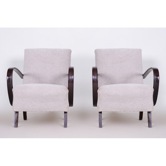 Image 1 of Pair of vintage Art Deco beech armchairs by Jindrich Halabala for UP Zavody, Czechoslovakia 1930